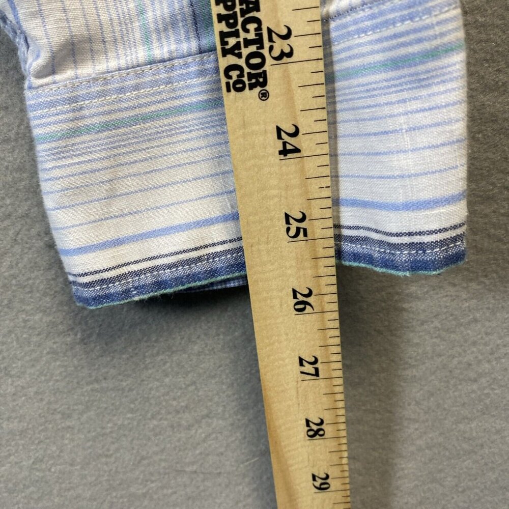 Tommy Bahama Shirt Mens XXL Light Blue Striped‎ Button Up Linen Blend Sorona 2XL - Picture 9 of 14